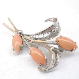 Angle Skin Coral Brooch/Pin Sterling Silver